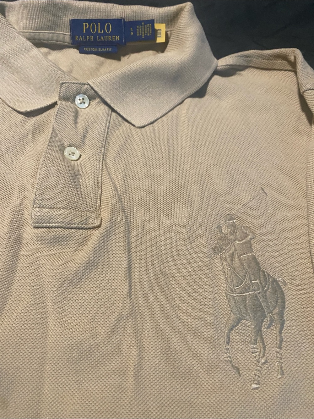 Polo by Ralph Lauren Beige Polo Shirt with Embroidered Logo